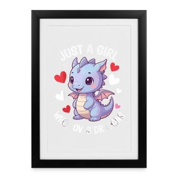 Juste une fille qui aime les dragons - Affiche encadrée (27 × 37 cm) - noir - Devant