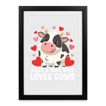 Cow Love Girls & Cows - Affiche encadrée (27 × 37 cm) - noir - Devant