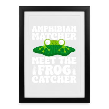 Attrapeur de grenouilles, Apparieur d’amphibiens, rencontrez la grenouille - Affiche encadrée (27 × 37 cm) - noir - Devant