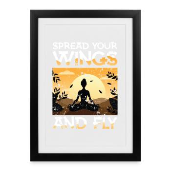 Spread Your Wings And Fly Yoga Meditation - Framed poster (27 × 37 cm) - black - Front