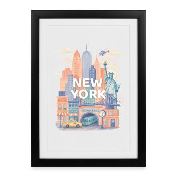 New York Watercolor Skyline - Framed poster (27 × 37 cm) - black - Front