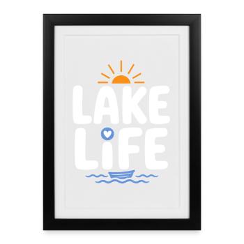 Lake Life Sonnenaufgangsabzeichen - Gerahmtes Poster (27 × 37 cm) - Schwarz - Vorne