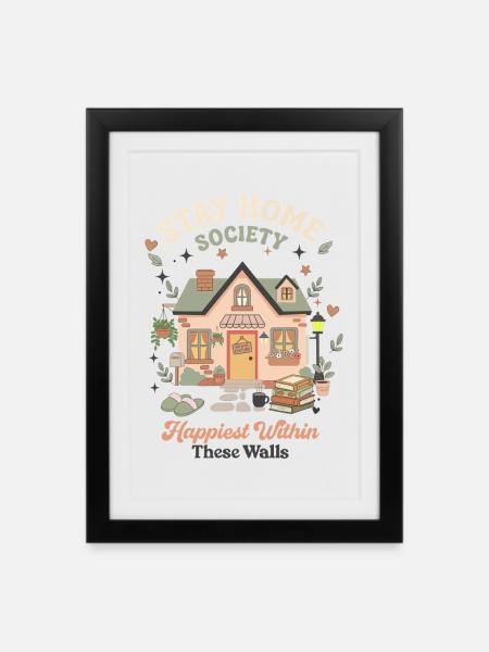 Stay Home Wohnidylle – Innenwelt - Gerahmtes Poster (27 × 37 cm) - Schwarz