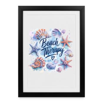 Beach Therapy – Shells & Starfish Design - Framed poster (27 × 37 cm) - black - Front