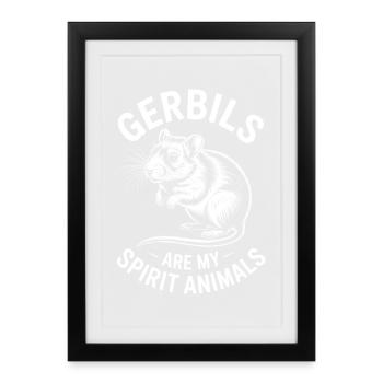 Dictons mongols des rats de course cadeau des gerbilles - Affiche encadrée (27 × 37 cm) - noir - Devant