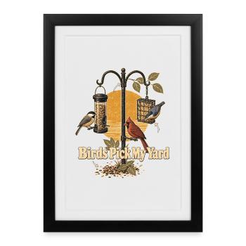 Backyard Birds, Birds Pick My Yard for Bird Watche - Framed poster (27 × 37 cm) - black - Front
