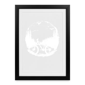 Mountain Biker Illustration - Framed poster (27 × 37 cm) - black - Front