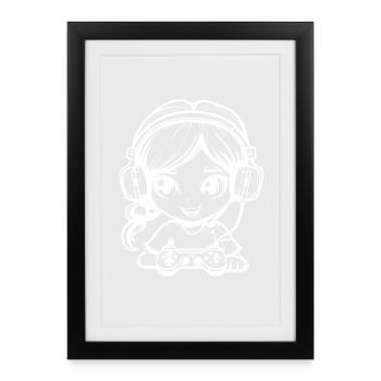 Filles gamers - Affiche encadrée (27 × 37 cm) - noir - Devant