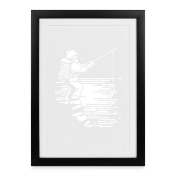 Fishing Pixel Art - Framed poster (27 × 37 cm) - black - Front