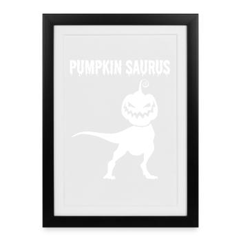 Funny Halloween Pumpkin Saurus Funny Pumpkin Dinos - Framed poster (27 × 37 cm) - black - Front
