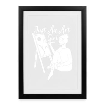 Peintre d’art drôle, juste une fille d’artiste pour dessiner cadeau - Affiche encadrée (27 × 37 cm) - noir - Devant