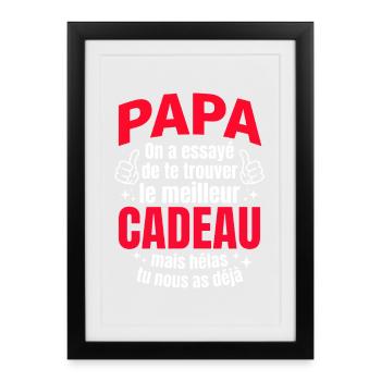 Meilleur Cadeau Papa - Humour Enfants Fête Des Pèr - Affiche encadrée (27 × 37 cm) - noir - Devant