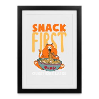 J’ai besoin de snacks, d’humour animalier drôle - Affiche encadrée (27 × 37 cm) - noir - Devant
