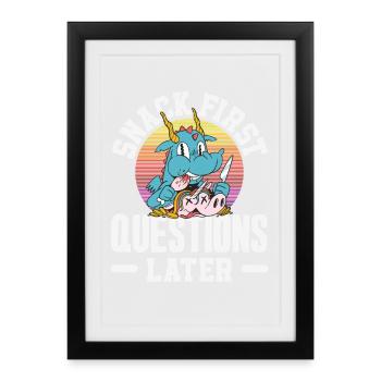 J’ai besoin de snacks, d’humour animalier drôle - Affiche encadrée (27 × 37 cm) - noir - Devant