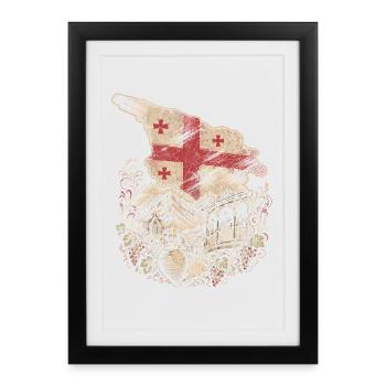 Géorgie Géorgienne Tbilissi Sakartvelo - Affiche encadrée (27 × 37 cm) - noir - Devant