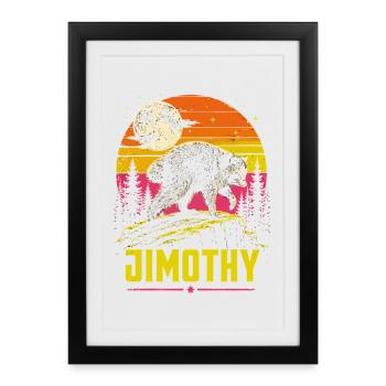 Vintage Raccoon Jimothy Full Moon Sunset - Framed poster (27 × 37 cm) - black - Front