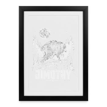 Vintage Raccoon Jimothy Full Moon Sunset - Framed poster (27 × 37 cm) - black - Front