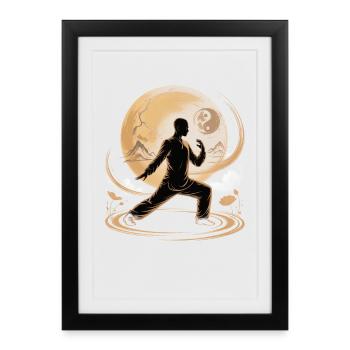 Méditation Zen du Tai Chi – Entraînement au Chi Qigong - Affiche encadrée (27 × 37 cm) - noir - Devant