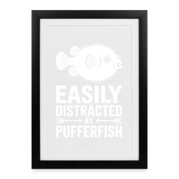 Expressions du poisson-globe : Cadeau amusant du poisson-globe - Affiche encadrée (27 × 37 cm) - noir - Devant