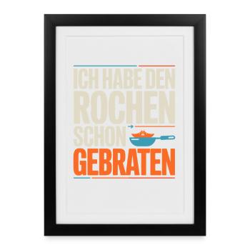 Rochen Schon Gebraten Stachelrochen Manta Rochen - Gerahmtes Poster (27 × 37 cm) - Schwarz - Vorne