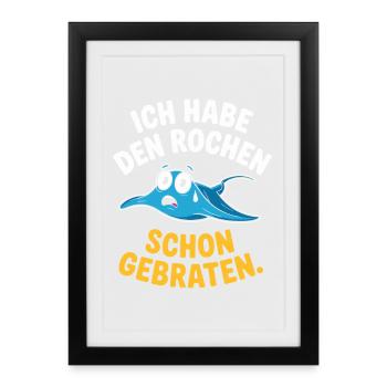 Rochen Schon Gebraten Stachelrochen Manta Rochen - Gerahmtes Poster (27 × 37 cm) - Schwarz - Vorne