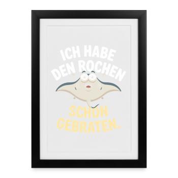 Rochen Schon Gebraten Stachelrochen Manta Rochen - Gerahmtes Poster (27 × 37 cm) - Schwarz - Vorne