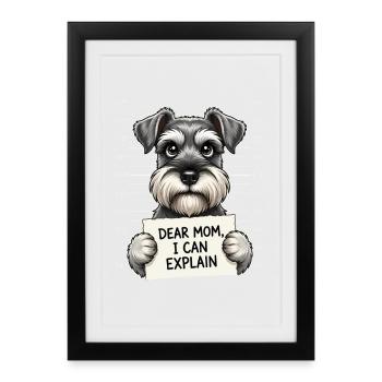 Dear Mom I Can Explain Schnauzer Humor - Framed poster (27 × 37 cm) - black - Front