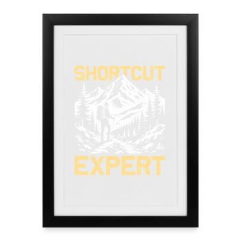 Raccourci : Randonnée experte Montagne Alpinisme - Affiche encadrée (27 × 37 cm) - noir - Devant
