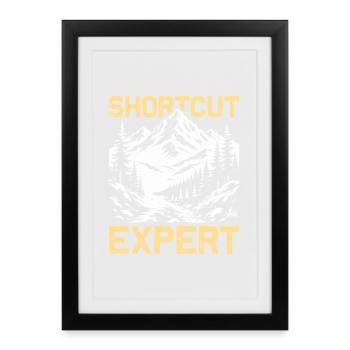 Raccourci : Randonnée experte Montagne Alpinisme - Affiche encadrée (27 × 37 cm) - noir - Devant