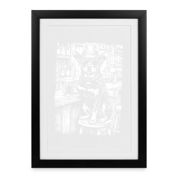 Cowboy Dog Beer Funny Rottweiler - Framed poster (27 × 37 cm) - black - Front