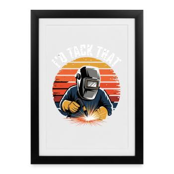 ID Tack That Welder Saying Retro Welding - Framed poster (27 × 37 cm) - black - Front