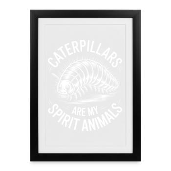 Dictons de chenille, cadeau drôle de chenille - Affiche encadrée (27 × 37 cm) - noir - Devant