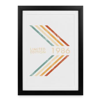 Édition limitée 1986 Anniversaire Hommes Rétro - Affiche encadrée (27 × 37 cm) - noir - Devant