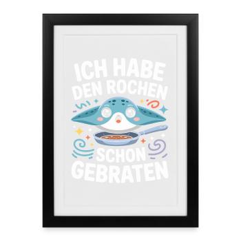 Rochen Schon Gebraten Stachelrochen Manta Rochen - Gerahmtes Poster (27 × 37 cm) - Schwarz - Vorne
