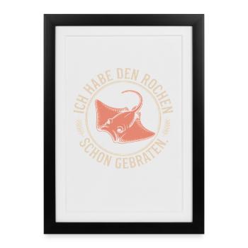 Rochen Schon Gebraten Stachelrochen Manta Rochen - Gerahmtes Poster (27 × 37 cm) - Schwarz - Vorne