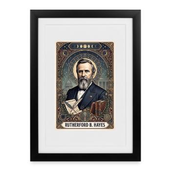 Rutherford B. Hayes Tarot Card - Framed poster (27 × 37 cm) - black - Front