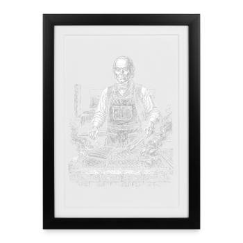 John Quincy Adams at BBQ Grilling - Framed poster (27 × 37 cm) - black - Front