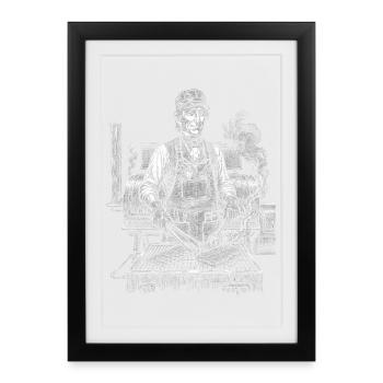 John Tyler grilling - Framed poster (27 × 37 cm) - black - Front