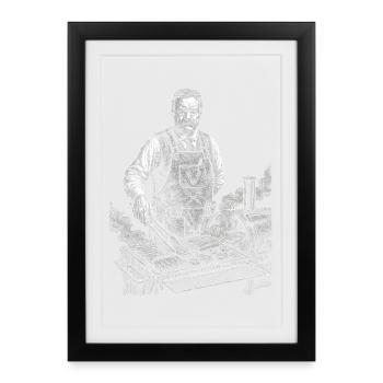 Theodore Roosevelt at the BBQ Grill - Framed poster (27 × 37 cm) - black - Front