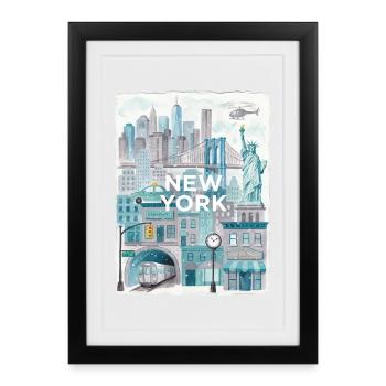 New York City Watercolor Skyline - Framed poster (27 × 37 cm) - black - Front
