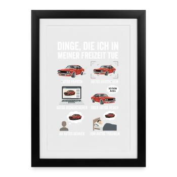 Dinge ich in meiner freizeit tue - Gerahmtes Poster (27 × 37 cm) - Schwarz - Vorne