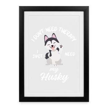 Husky Therapy Dog - Framed poster (27 × 37 cm) - black - Front