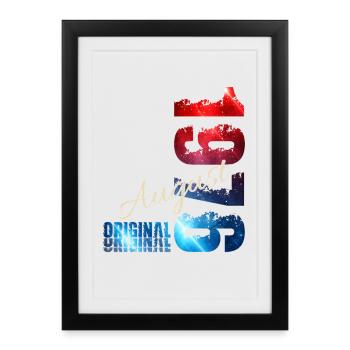 Cadeau du 50e anniversaire Original août 1976 - Affiche encadrée (27 × 37 cm) - noir - Devant