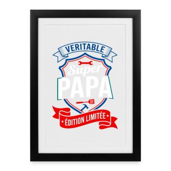 Super Papa Édition Limitée Fête Des Pères - Affiche encadrée (27 × 37 cm) - noir - Devant