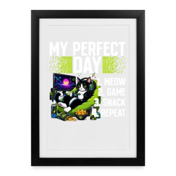 Gamer Gaming Cat Video Game - Framed poster (27 × 37 cm) - black - Front