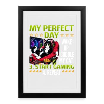 Gamer Gaming Cat Video Game - Framed poster (27 × 37 cm) - black - Front