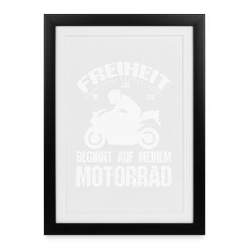 Freiheit Motorrad - Gerahmtes Poster (27 × 37 cm) - Schwarz - Vorne