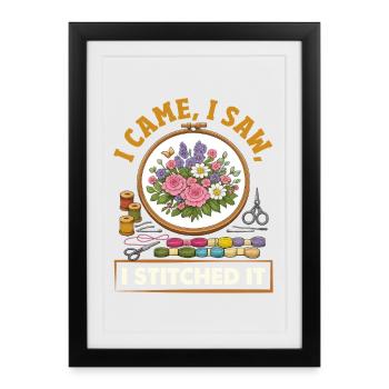 Hobby amusant d’artisanat au point de croix - Affiche encadrée (27 × 37 cm) - noir - Devant