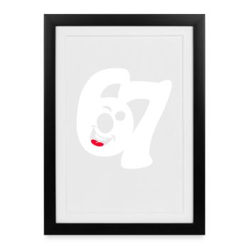 six sept | Numéros duo 6 et 7 | Visage heureux - Affiche encadrée (27 × 37 cm) - noir - Devant