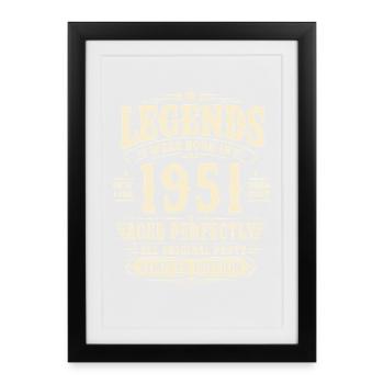 75th Birthday Gift Husband 1951 Vintage Retro - Framed poster (27 × 37 cm) - black - Front